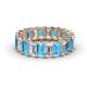 1 - Victoria 5x3 mm Emerald Cut Blue Topaz and Lab Grown Diamond Eternity Band 