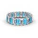 1 - Victoria 5x3 mm Emerald Cut Blue Topaz and Lab Grown Diamond Eternity Band 