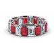 1 - Victoria 6x4 mm Emerald Cut Ruby and Diamond Eternity Band 