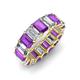 3 - Victoria 6x4 mm Emerald Cut Amethyst and Diamond Eternity Band 