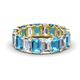 1 - Victoria 6x4 mm Emerald Cut Blue Topaz and Diamond Eternity Band 