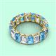 2 - Victoria 6x4 mm Emerald Cut Blue Topaz and Diamond Eternity Band 