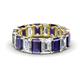 1 - Victoria 6x4 mm Emerald Cut Iolite and Diamond Eternity Band 