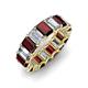 3 - Victoria 6x4 mm Emerald Cut Red Garnet and Diamond Eternity Band 