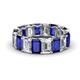 1 - Victoria 6x4 mm Emerald Cut Blue Sapphire and Diamond Eternity Band 