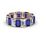1 - Victoria 6x4 mm Emerald Cut Blue Sapphire and Diamond Eternity Band 