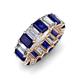 3 - Victoria 6x4 mm Emerald Cut Blue Sapphire and Diamond Eternity Band 