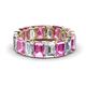 1 - Victoria 6x4 mm Emerald Cut Pink Sapphire and Diamond Eternity Band 