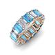 3 - Victoria 6x4 mm Emerald Cut Blue Topaz and Diamond Eternity Band 