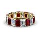 1 - Victoria 6x4 mm Emerald Cut Red Garnet and Diamond Eternity Band 