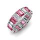 3 - Victoria 6x4 mm Emerald Cut Pink Tourmaline and Diamond Eternity Band 