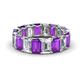 1 - Victoria 6x4 mm Emerald Cut Amethyst and Diamond Eternity Band 