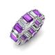 3 - Victoria 6x4 mm Emerald Cut Amethyst and Diamond Eternity Band 