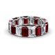 1 - Victoria 6x4 mm Emerald Cut Red Garnet and Diamond Eternity Band 