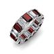 3 - Victoria 6x4 mm Emerald Cut Red Garnet and Diamond Eternity Band 