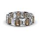 1 - Victoria 6x4 mm Emerald Cut Smoky Quartz and Diamond Eternity Band 
