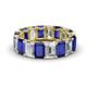 1 - Victoria 6x4 mm Emerald Cut Blue Sapphire and Lab Grown Diamond Eternity Band 
