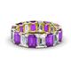 1 - Victoria 6x4 mm Emerald Cut Amethyst and Lab Grown Diamond Eternity Band 