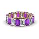 1 - Victoria 6x4 mm Emerald Cut Amethyst and Lab Grown Diamond Eternity Band 