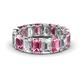 1 - Victoria 6x4 mm Emerald Cut Pink Tourmaline and Lab Grown Diamond Eternity Band 