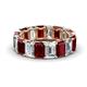 1 - Victoria 6x4 mm Emerald Cut Red Garnet and Lab Grown Diamond Eternity Band 