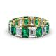 1 - Victoria 6x4 mm Emerald Cut Emerald and Lab Grown Diamond Eternity Band 