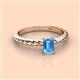 2 - Leona Bold 7x5 mm Emerald Cut Blue Topaz Solitaire Rope Engagement Ring 