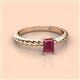 2 - Leona Bold 7x5 mm Emerald Cut Rhodolite Garnet Solitaire Rope Engagement Ring 