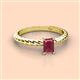 2 - Leona Bold 7x5 mm Emerald Cut Rhodolite Garnet Solitaire Rope Engagement Ring 