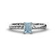 1 - Leona Bold 7x5 mm Emerald Cut Aquamarine Solitaire Rope Engagement Ring 