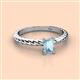 2 - Leona Bold 7x5 mm Emerald Cut Aquamarine Solitaire Rope Engagement Ring 
