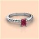 2 - Leona Bold 7x5 mm Emerald Cut Rhodolite Garnet Solitaire Rope Engagement Ring 