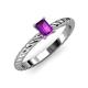 3 - Leona Bold 7x5 mm Emerald Cut Amethyst Solitaire Rope Engagement Ring 