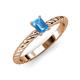 3 - Leona Bold 7x5 mm Emerald Cut Blue Topaz Solitaire Rope Engagement Ring 
