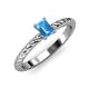 3 - Leona Bold 7x5 mm Emerald Cut Blue Topaz Solitaire Rope Engagement Ring 