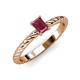 3 - Leona Bold 7x5 mm Emerald Cut Rhodolite Garnet Solitaire Rope Engagement Ring 