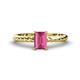 1 - Leona Bold 8x6 mm Emerald Cut Pink Tourmaline Solitaire Rope Engagement Ring 