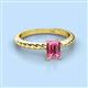 2 - Leona Bold 8x6 mm Emerald Cut Pink Tourmaline Solitaire Rope Engagement Ring 