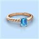 2 - Leona Bold 8x6 mm Emerald Cut Blue Topaz Solitaire Rope Engagement Ring 
