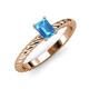 3 - Leona Bold 8x6 mm Emerald Cut Blue Topaz Solitaire Rope Engagement Ring 