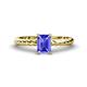 1 - Leona Bold 8x6 mm Emerald Cut Tanzanite Solitaire Rope Engagement Ring 