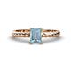 1 - Leona Bold 8x6 mm Emerald Cut Aquamarine Solitaire Rope Engagement Ring 
