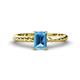 1 - Leona Bold 8x6 mm Emerald Cut Blue Topaz Solitaire Rope Engagement Ring 