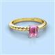 2 - Leona Bold 8x6 mm Emerald Cut Lab Created Pink Sapphire Solitaire Rope Engagement Ring 