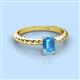 2 - Leona Bold 8x6 mm Emerald Cut Blue Topaz Solitaire Rope Engagement Ring 