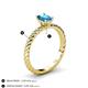 4 - Leona Bold 8x6 mm Emerald Cut Blue Topaz Solitaire Rope Engagement Ring 