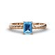 1 - Leona Bold 8x6 mm Emerald Cut Blue Topaz Solitaire Rope Engagement Ring 