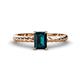 1 - Leona Bold 8x6 mm Emerald Cut London Blue Topaz Solitaire Rope Engagement Ring 