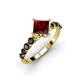 2 - Alicia 5.50 mm Princess Cut Red Garnet and Black Diamond Engagement Ring 