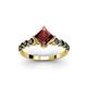 3 - Alicia 5.50 mm Princess Cut Red Garnet and Black Diamond Engagement Ring 